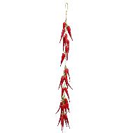 Piment d'espelette artificiel en guirlande Longueur 52 cm 16 piments rouges 1 cm