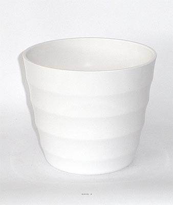 Pot en plastique blanc brillant cache pot H14 cm D16,50 cm Blanc neige