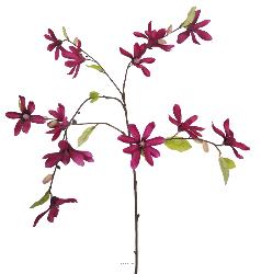 Magnolia factice H90cm en branche 12 fleurs et 9 boutons Rose fushia