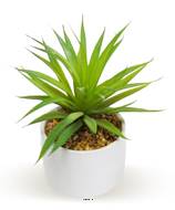 Aloé Cactus plante cactée factice en pot céramique H21cm Vert Type B