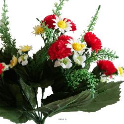 Bouquet de Marguerites et mini oeillets artificiels H28cm Top Rouge