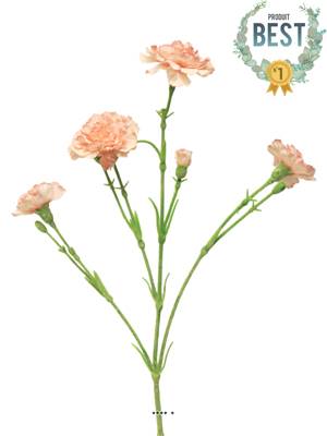 Oeillet artificiel en tige, 4 ramures, H 62 cm Rose pâle - BEST