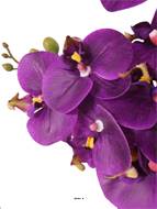 Orchidée phalaenopsis faux 2hampes 14fleurons +pot H60cm D20cm Pourpre