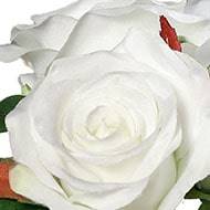 Adorable petit bouquet de fausses roses 3 têtes H 17 cm Blanc neige