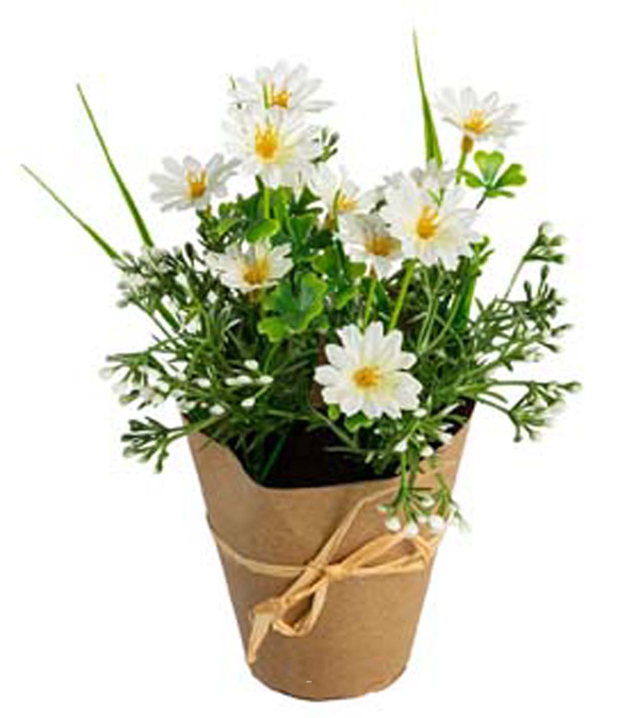 Marguerite factice en pot H 20 cm D 15 cm