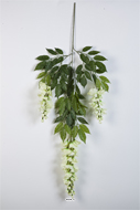 Branche de Glycine artificielle crème H 85 cm 81 feuilles 3 fleurs