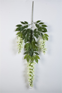 Branche de Glycine artificielle crme H 85 cm 81 feuilles 3 fleurs