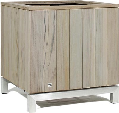 Bac en Teck massif Tecky Ext. Cube L 60x 60 x H 65 cm Blanchi