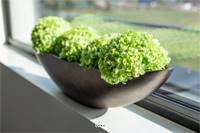 Bac résine synthétique Long 90x l 18 cm H20 cm Int. vase long métal bronze