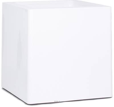 Bac fibres de verre robuste et revêtement gelcoat qualité marine 80 x 80 cm H 80 cm Ext. cube blanc glossy