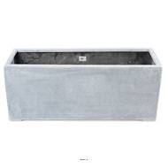 Jardinière rectangulaire en fibre de verre H 40 cm Gris ciment