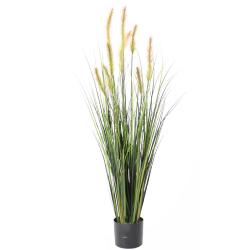 Gramine en pot factice plante eau, quenouille H120cm D40cm Vert-jaune