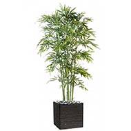 Bambou Artificiel cannes moyennes Vertes en pot feuillage tissu H 180 cm D 90 cm Vert