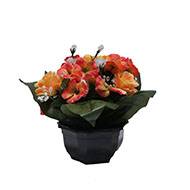 Fleurs artificielles cimetière roses, pensées et mini fleurs en coupe D 30 cm Orange