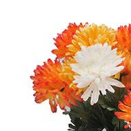 Pot fleurs artificielles pour le cimetière chrysanthèmes pompons Orange