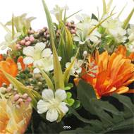 Jardinière fleurs artificielles pour les tombes gerbera et Mini fleurs Crème