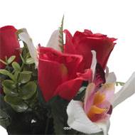Pot de Rose, Lys et Orchidée artificiels pour la Toussaint Rouge
