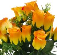 Pot Cône de Boutons de Roses fleurs artificielles pour le cimetière H 38 cm D 26 cm Orange