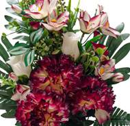 Pot Cône d'Oeillets fleurs artificielles pour le cimetière H 57 cm D 37 cm Bourgogne