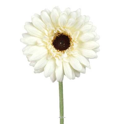 Gerbera artificiel H 55 cm D 10 cm superbe tête tissu Crème