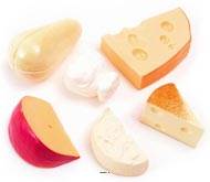 Fromages factices assortis base Italie lot de 6 en Plastique souffl