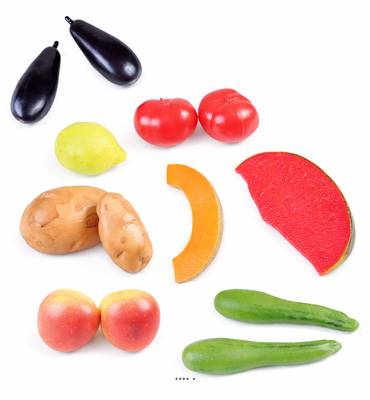 Lot 13 Fruits et légumes artificiels d été en plastique soufflée