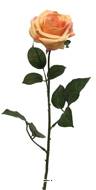 Rose factice Paris H64cm tête D9cm 12 feuille tissu Orange clair BEST