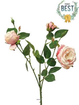 Rose Paris artificielle, ramifiée, 3 têtes, 61 cm Rose-crème - BEST