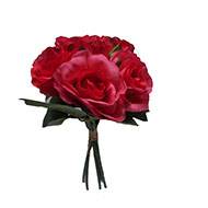 Petit bouquet de fausses roses H 27 cm 5 têtes et 1 bouton Rose fushia