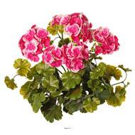 Geranium artificiel en piquet H 38 cm 6 tetes plastique anti UV exterieur Rose soutenu