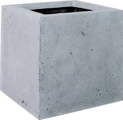 Bac en Polystone Roma Ext. Cube L 30x 30 x H 30 cm Gris ciment