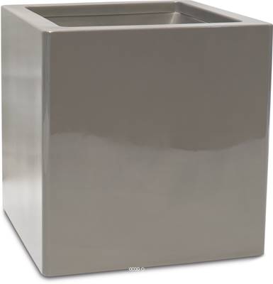 Bac fibres de verre robuste et revêtement gelcoat qualité marine 50 x 50 cm H 50 cm Ext. cube gris clair