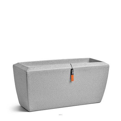 Jardinière rectangle granite en plastique moderne L60xl40xH40cm Gris clair