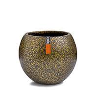 Superbe pot Terrazzo forme boule plastique H 9 x D 10 cm Doré