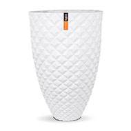 Joli grand vase effet 3D fibres synthétiques H 87 x D 59 cm Blanc