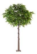 Chene arbre artificiel H 400 cm L 280 cm tronc bois et fibre sur platine