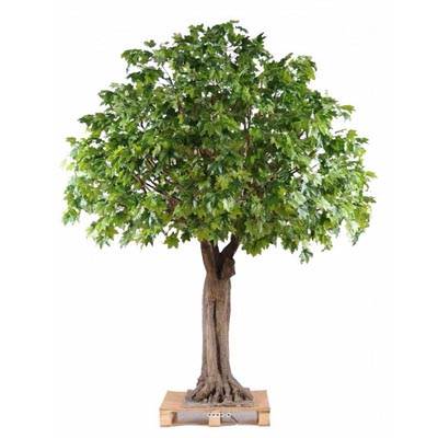 Platane arbre artificiel H 490 cm L 380 cm Tronc bois et fibre de verre sur platine