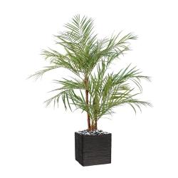 Palmier Areca artificiel 3 troncs naturels 3 tetes en pot H 220 cm Vert