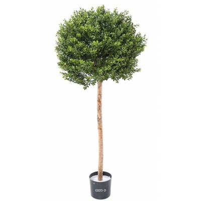 Boule de buis artificiel sur tronc ext anti-UV H 110 cm L 50 cm