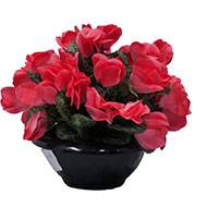 Vasque de fleurs artificielles cimetière cyclamens Rose fushia