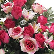 Devant de tombe fleurs artificielles pour le cimetière roses et lys Rose fushia