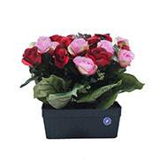 Jardinière funéraire fleurs artificielles cimetière boutons de roses Rouge