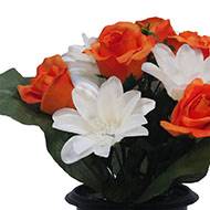 Pot fleurs artificielles pour le cimetière roses et lys Orange