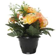 Pot pour les Tombes de Dahlias, mini fleurs et Lys artificiels pour la Toussaint Orange