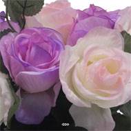 Bac carré fleurs artificielles Rose et lierre Mauve violet pour la Toussaint