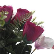 Pot de Rose, Lys et Orchidée artificiels pour la Toussaint Pourpre