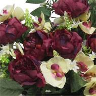 Devant de tombe de Pivoine, Orchidée, mini fleurs et ficus Pourpre artificiels pour la Toussaint