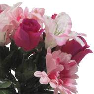 Pot pour Tombe de Bouton de Rose, Gerbera et Lys tigré Rose artificiels - Toussaint 