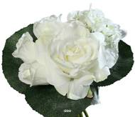 Bouquet varié de Roses et pivoine factices avec feuilles H25cm Crème