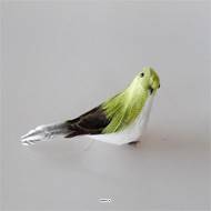 Oiseau Pinson artificiel Vert L 13 cm H 5 cm sur tiges metal